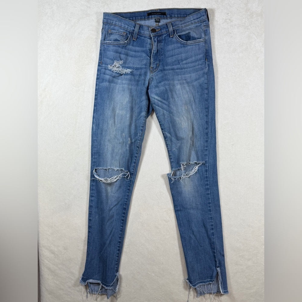 Flying Monkey Size 27 Made in America Ripped Distressed Blue Skinny Jeans